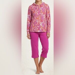 Sport Savvy Brand Paisley Hoodie & Crop Pant Set Magenta Pink Orange XXS